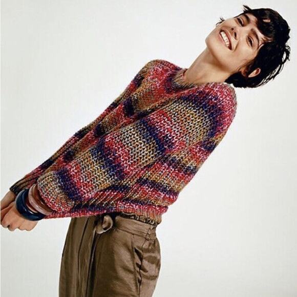 Anthropologie Sweaters - Anthropologie Women's Rainbow Knit Crew Neck Pullover Santiago Sweater Size XL